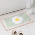 Cute daisy bath mat, non-slip plush floor rug for bathroom, bedroom and doorway absorbance. - Light Green Daisy