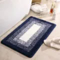 Non-slip bathroom bath mat, soft absorbent shaggy floor rug for toilet, tub and shower room. - Round-Corner Navy Blue