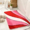 Modern minimalist bathroom floor mat, red pink wavy stripe anti-slip absorbent rug. - 40x60cm / Striped Pink