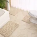 Bathroom mat set 3-piece sponge pebble pattern anti-slip floor carpet absorbent beige variant - 50*80cm+U50*40cm+40*60cm / Khaki