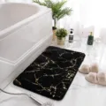 Black gold marble plush bathroom rug, soft absorbent floor mat for bedroom and living room. - 40*60cm / Black