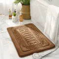 Brown memory foam bath mat with embossed homie text and soft velvet surface for bathroom floor - 50*80cm / Coffee