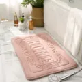 Pink memory foam bathroom mat soft absorbent non-slip floor carpet for home hotel shower room. - 50*80cm / Pink