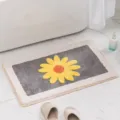 Fluffy bathroom floor mat with cute daisy flower pattern soft anti-slip absorbent rug - 45*65cm / Gray Yellow Daisy