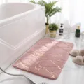 Pink faux rabbit fur bath mat with marble pattern, soft plush anti-slip bedroom floor mat. - 40*60cm / Pink
