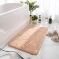 Tappeto da bagno rosa marmo soffice, scendiletto antiscivolo in pelliccia sintetica morbida. - cammello scuro