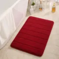 Red memory foam bath mat, soft absorbent non-slip floor carpet for bathroom and door. - Burgundy