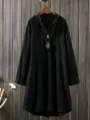 Plus size casual loose black long sleeve blouse for women, elegant daily wear top. - Color 11