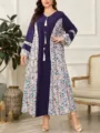 Abito lungo maxi taglia forte elegante ampio stampato caftano per donna stile - 0050