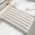 Plush bathroom floor mat, thick soft absorbent rug in white wavy design for home use. - 40*60cm / Bubble Velvet White