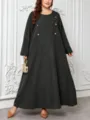 Elegantes Plus Size Langarm Maxikleid Nadelstreifen Freizeit Langrobe fuer Damen Variante - Stil 226