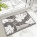 Grey floral shaggy bath mat, non-slip absorbent floor carpet for home bedroom. - 40*60cm / Light Gray