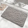 Grey Plush Leaf Bath Mat Memory Foam Anti-Slip Floor Rug for Bathroom Entryway Home - 40*60cm / Gray
