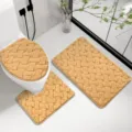 Thick plush bathroom rug set non-slip absorbent toilet mat soft fluffy floor rug - 50x80cm+50x40cm Mat Set / Camel