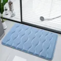 Blue memory foam bath mat with wave embossed design, anti-slip floor rug for bathroom doorway. - 40*60cm / Blue