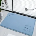 Blue absorbent bath mat with cartoon cat print and letter design for bathroom anti-slip use. - 40*60cm / Blue Unicorn Curved Letter