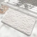 White fluffy leaf pattern bath mat, imitation rabbit fur non-slip plush rug for home. - 40*60cm / Off White