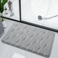 Gray memory foam bath mat with embossed wave pattern, non-slip absorbent floor rug for bathroom. - 40*60cm / Gray