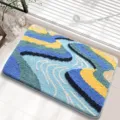 Alfombra de suelo copetuda de onda abstracta antideslizante absorbente para sala de estar dormitorio - Olas Onduladas