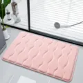 Pink memory foam bath mat, soft embossed anti-slip floor mat for bathroom and toilet door. - 50*80cm / Pink