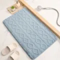 Light blue knitted bath mat, absorbent jacquard non-slip floor mat for bathroom and home entrance. - 50*80cm / Light Gray
