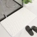 Memory foam bath mat absorbent floor mat white quilted bathroom door mat non-slip rug - 40*60cm / Small Rhombus White