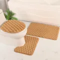 Conjunto de alfombra de baño de franela, funda de inodoro y alfombrilla antideslizante, camello. - Marrón