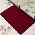 Coral fleece bath mat thick non-slip floor mat for bedroom living room deep red - Burgundy