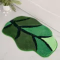 Flocked green leaf shape bathroom mat non slip absorbent floor rug for home bedroom entrance. - 40*60cm / Green