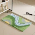 Alfombra de baño de paisaje flocado absorbente antideslizante para dormitorio pasillo - Arroyo Qingqiu