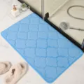 Blue coral fleece bath mat, soft non-slip floor carpet for bathroom, living room, and bedroom. - Light Blue