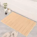 Microfiber striped bath mat non-slip absorbent soft floor carpet for bathroom home use - Beige