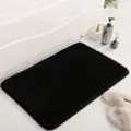 Black shaggy floor mat, thickened soft velvet bathroom rug, non-slip bedside carpet for home. - 40*60cm / Black