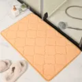 Thickened coral fleece bath mat in light orange, soft absorbent floor rug for bathroom home. - Camel