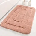 Pink microfiber bath mat, anti-slip bathroom rug, solid color absorbent toilet floor mat. - 40*60cm / Pink