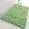 Green leaf embossed memory foam bathroom mat soft plush anti slip floor rug for home - 40*60cm / Green