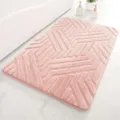 Pink fluffy bath mat for bathroom, soft absorbent anti-slip diamond pattern floor mat. - 40*60cm / Pink