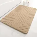 Soft faux rabbit fur bath mat, solid color absorbent non-slip geometric diamond floor rug. - 40*60cm / Camel