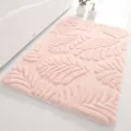 Pink Faux Rabbit Fur Bath Mat Soft Absorbent Anti-Slip Tufted Leaf Carpet for Bathroom - 40*60cm / Pink