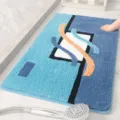 Tufted non-slip bathroom floor mat, absorbent thick carpet for home entrance and washroom use. - 40*60cm / Blue