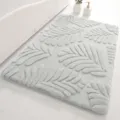 Plush bath mat, soft faux rabbit fur anti-slip bathroom rug with elegant embossed leaf pattern. - 40*60cm / Light Gray