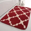 Red and white jacquard bathroom anti-slip mat, soft absorbent plush floor rug for home. - 40*60cm / Red