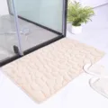 Tappeto da bagno beige morbido con motivo a ciottoli, zerbino antiscivolo assorbente per casa. - Cachi