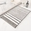 Thickened microfiber striped bath mat, soft absorbent anti-slip floor mat for bathroom. - 40*60cm / Gray