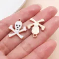 Halloween alloy enamel skull charms pendants set for DIY fashion jewelry making accessories - White Skull (19535)