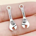 Retro antique silver wrench pendant alloy DIY jewelry making accessories for bracelet keychain. - Wrench (5274)