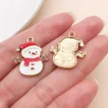 Noël émail bonhomme de neige pendentif alliage DIY bijoux accessoires artisanat breloques - Bonhomme de Neige (29859) / 1 Pièce (22x19x2mm) / Blanc