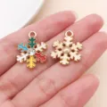 Noël flocon de neige émail alliage pendentif charm DIY bijoux accessoires produit détail vue - Chute de Neige avec Strass (29866) / 1 Pièce (22x17x4mm) / Coloré