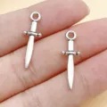 Antique silver alloy sword charms for DIY handmade bracelets, necklaces, and jewelry making accessories. - 1 Piece/Pack (24x7.5mm)