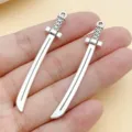 Antique silver sword charms for DIY handmade bracelets necklaces jewelry making accessories - Katana Pendant (18719) / 1 Piece/Pack (8x49mm)